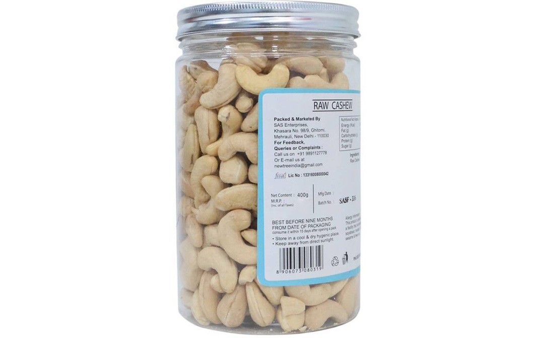 New Tree Raw Cashew    Jar  400 grams